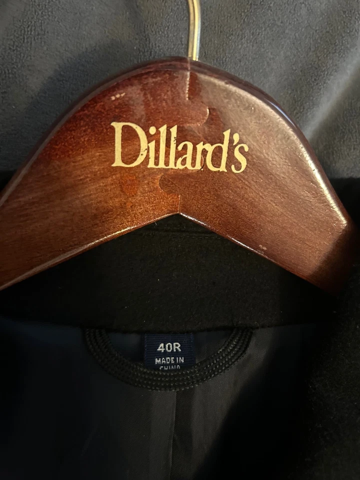 Lora Piana Overcoat 40R/40S Dillard's wool black men's coat - Image 4 of 4