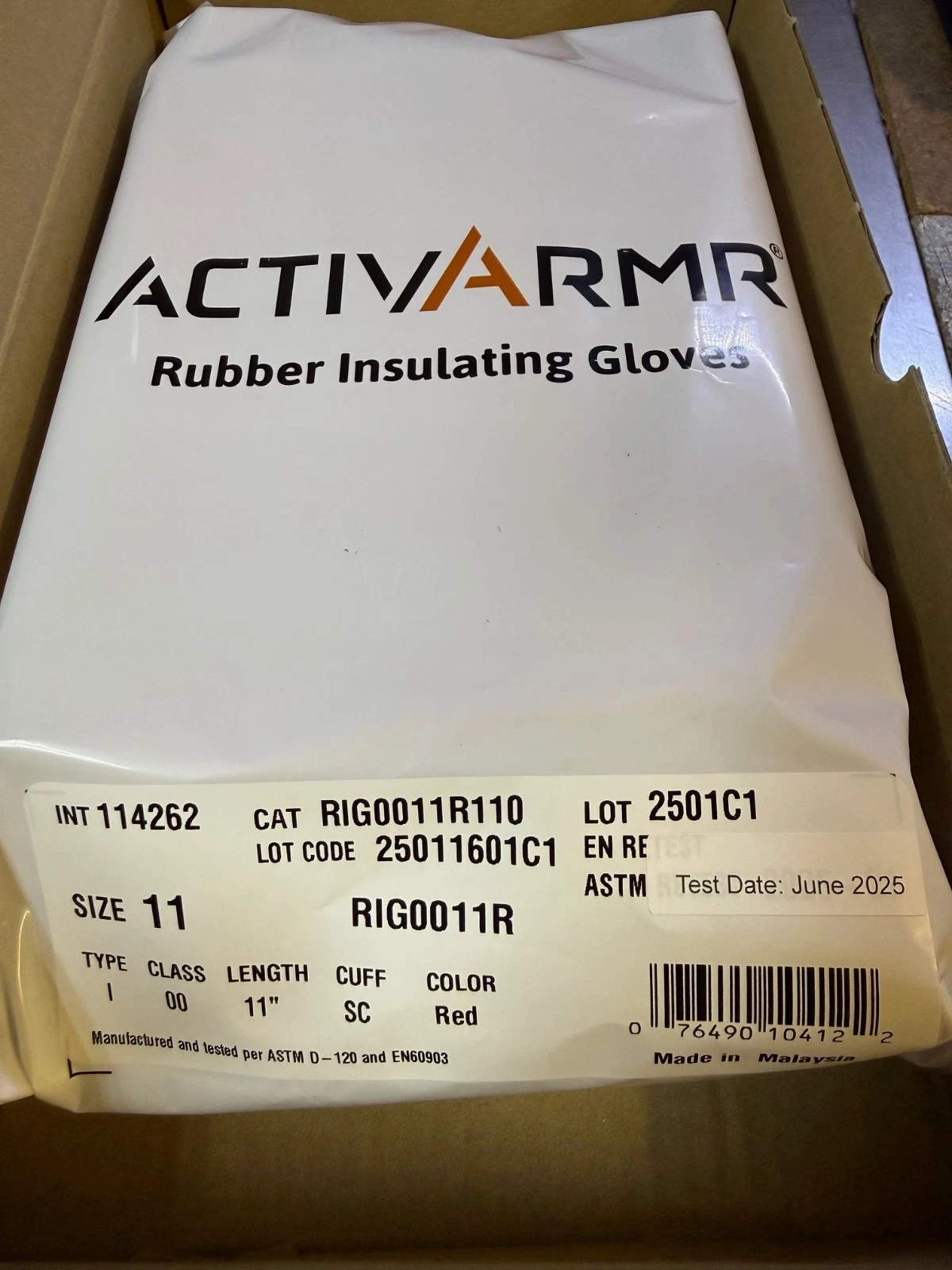 Ansell ACTIVARMR Rubber Insulating Gloves Size 11 RED Class 00 RIG0011R 114262