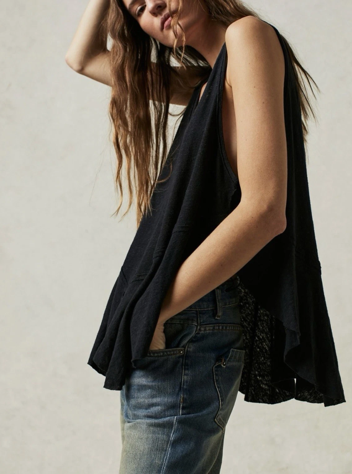 Free People We The Free Black Sleeveless Rosie Drop Waist Tank Sz L
Opens in a new window or tab
