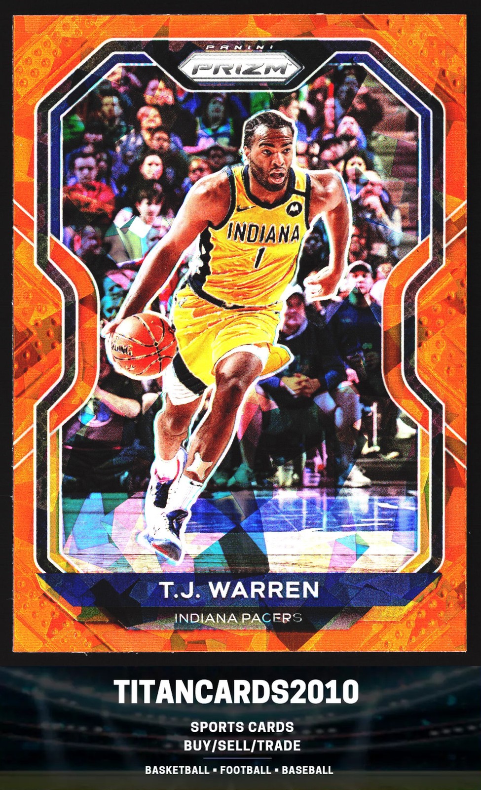 T.J. Warren 2020-21 Panini Prizm Orange Ice Prizm Indiana Pacers #82