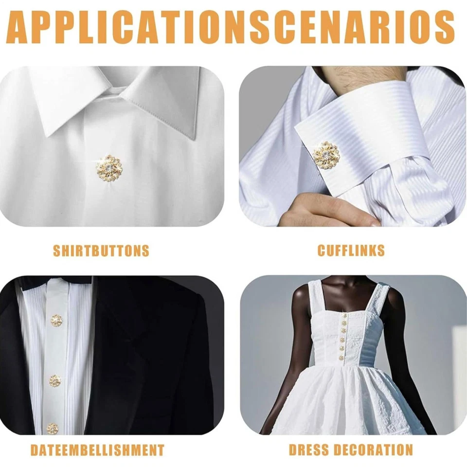 Fundas de botones para mujer Camisa de diamantes de imitación brillantes Clips de botones 2x Camisa Foto 3 de 4