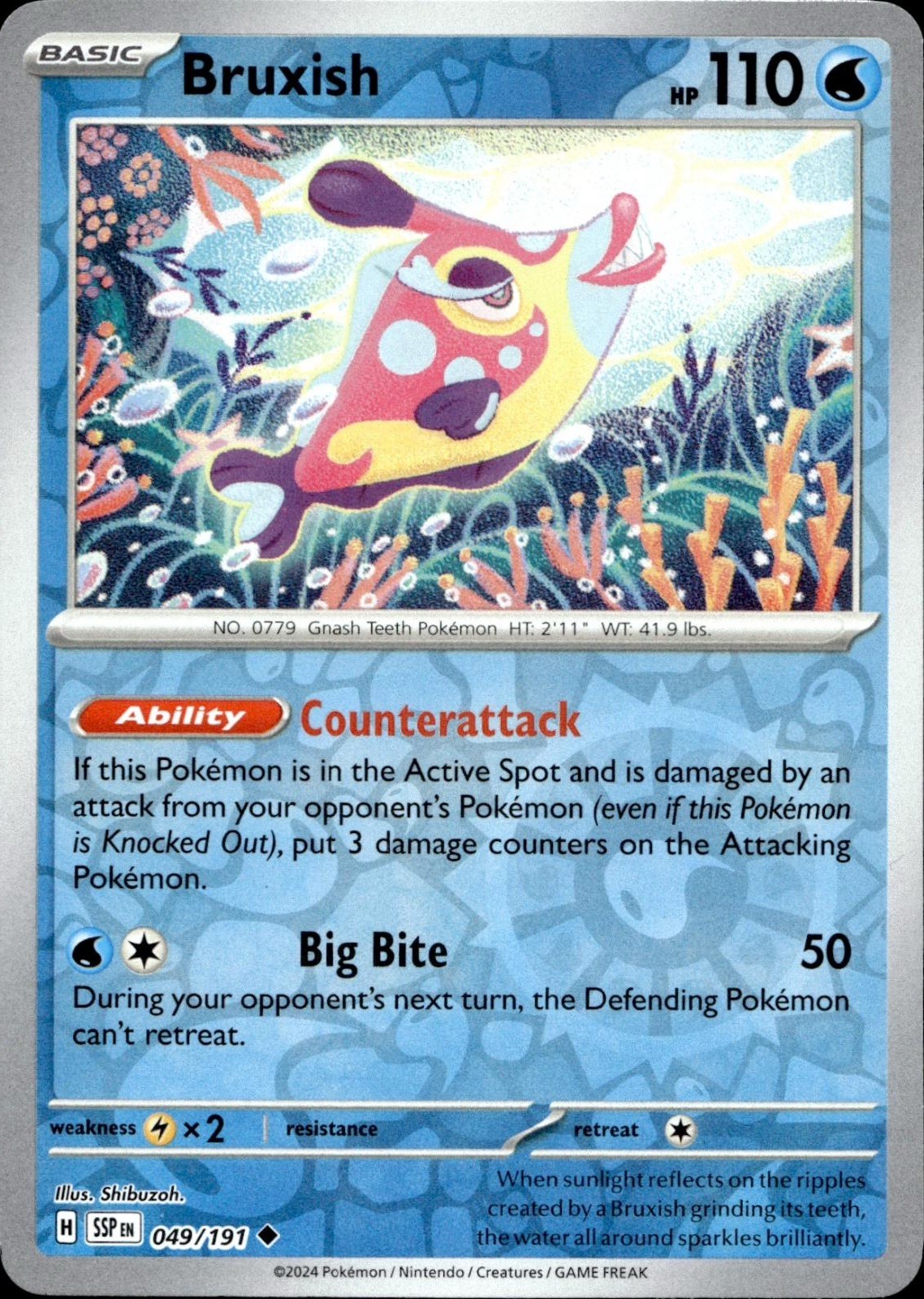 BRUXISH 049/191 UC SURGING SPARKS POKEMON REVERSE HOLO LP