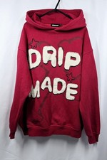 Womens Dripmade Hoodie Drip Made Red Spellout Size Medium