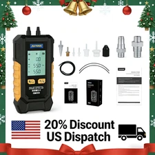 Digital Manometer Dual Port Air Pressure Differential Gauge HVAC Gas Teste Meter