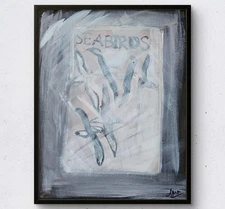 Vintage-Inspired Seabirds ORIGINAL Unframed 11x14 Canvas Expressionism Acrylic