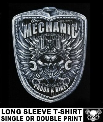MECHANIC PROUD & DIRTY SKULL WRENCHES GOGGLES WINGS BIKER RACE CAR T-SHIRT WS234
