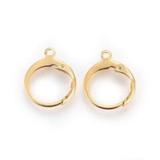 10 pcs Golden Stainless Steel Leverback Earring Findings with Loop 14.5x12.5x2mm