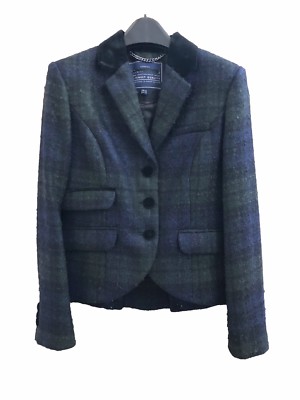 Ex JW Branded Austerberry Boucle Green Checked Wool Blend Blazer Jacket Ex JW Branded Austerberry Boucle Green Checked Wool Blend Blazer Jacket