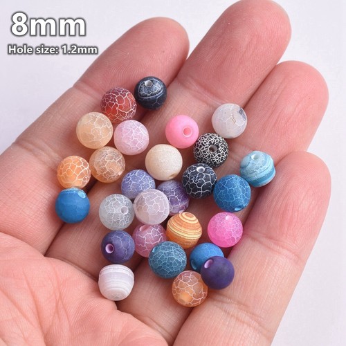 Lote al por mayor de cuentas de piedras preciosas redondas de ágata esmerilada 6 mm 8 mm 10 mm 12 mm - Imagen 6 de 19