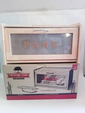Porta Pane Legno con cassetto trasparente vetro cm. 38x22x20