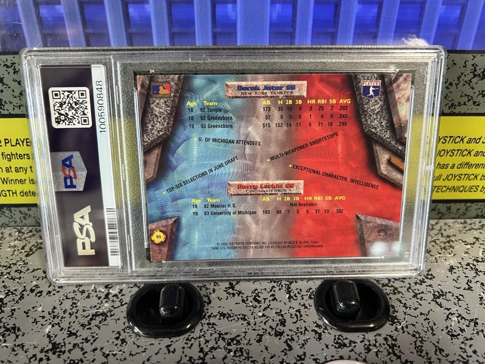 Bowman's Best Derek Jeter Barry Larkin 1994 #95 Salón de la fama clasificación SS PSA 8 casi nuevo-como nuevo Foto 4 de 4
