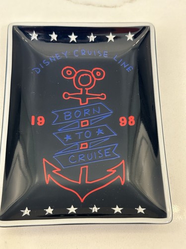 Disney Cruise Line Mickey Mouse Anchor Ceramic Trinket Coin Dish Jewelry Tray D2