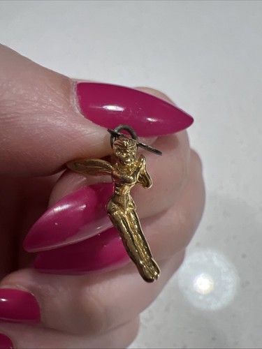 Campanilla de ángel vintage? Dije de hadas de plata esterlina 925 tono oro 3D 1,6 g - Imagen 2 de 6