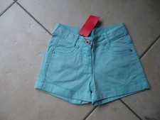 Short fille ELLE en 3 ans bleu ciel broderie taupe taille réglable NEUF étiquett
