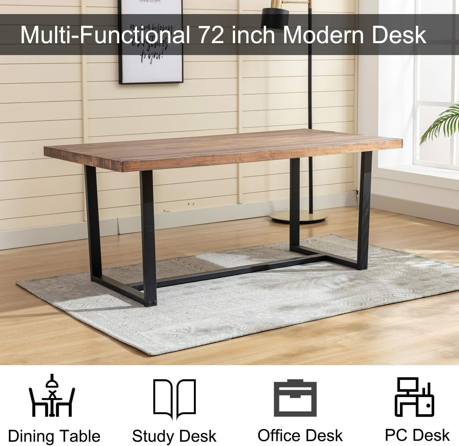 Farmhouse Solid Wood Dining Room Table for 6 Person Kitchen Table Without Bench - Picture 3 of 30