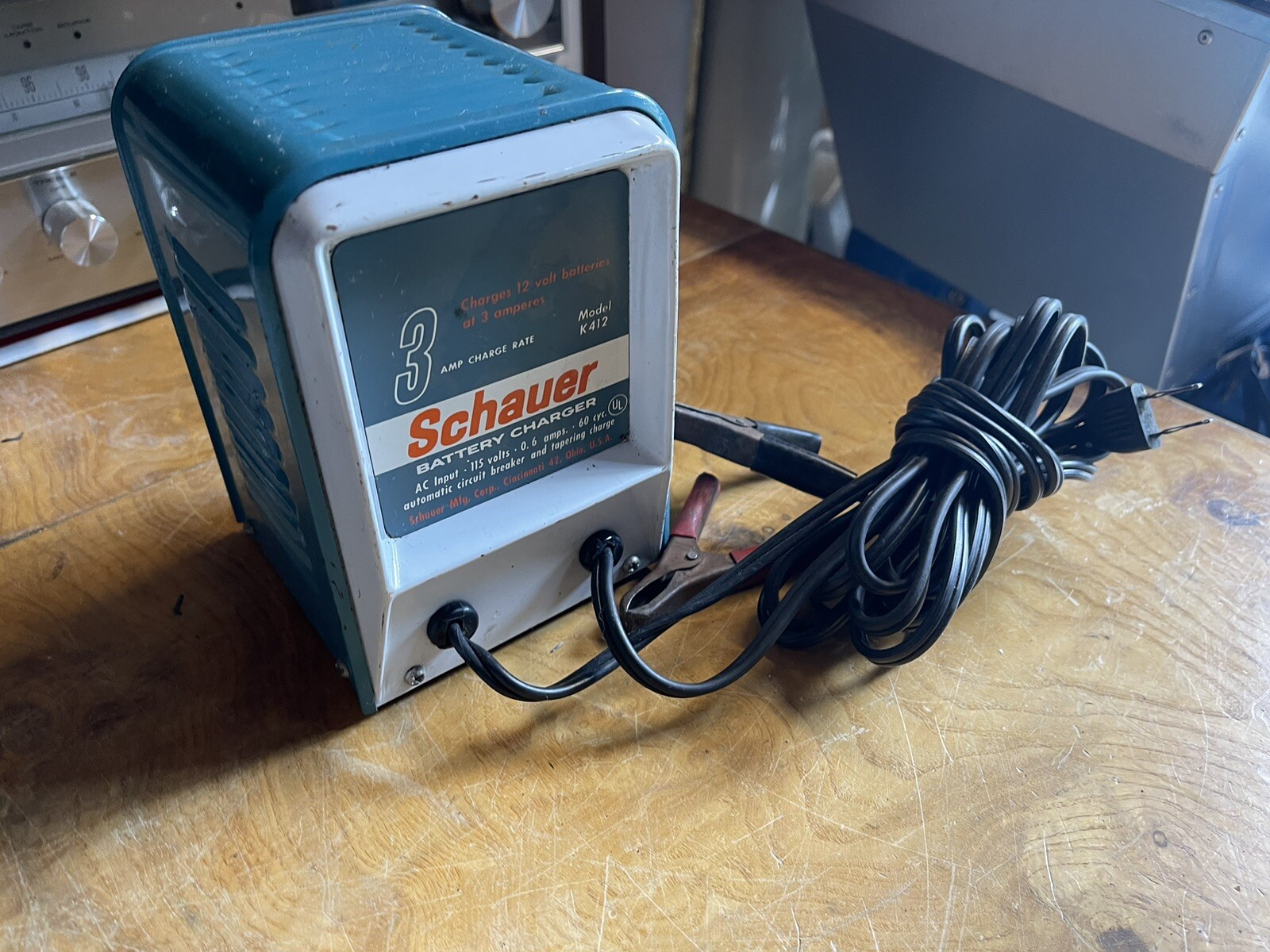 Vintage SCHAUER Battery Charger * Charges 12 volt batteries 3 AMP Model