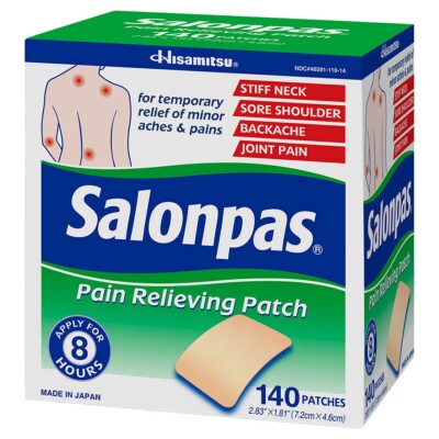 Salonpas Schmerzlinderung Pflaster, 140 Pflaster (7,2 cm x 4,6 cm), EU VERKÄUFER