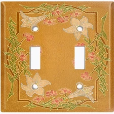 Metal Light Switch Cover Wall Plate For Room Vintage Brown Floral Tile FLW078