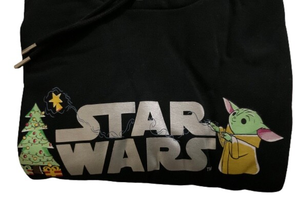 Disney Star Wars Christmas Tree Print Baby Yoda Front Pocket Men Hoodie Medium image 3