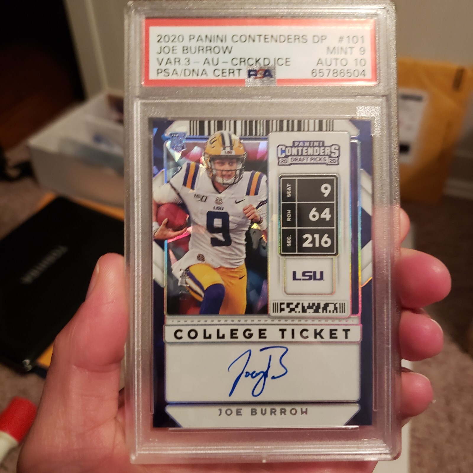 Joe Burrow Panini Contenders Draft Picks #101 Variation 3-Autograph-Bowl