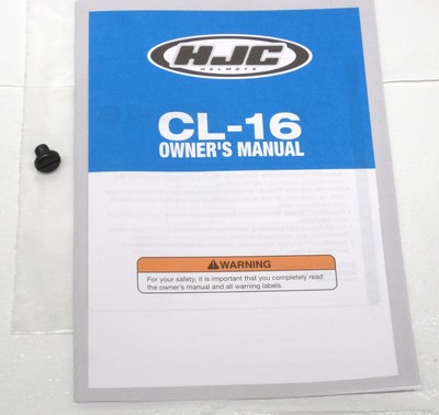 HJC CL-16 Helmet Owner's Manual w/ extra black helmet screw
