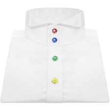 Grooms Style High Wing Collar Men's White Dress Shirt with Multicolor Buttons