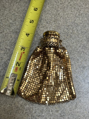 Vintage Shiny Reflective Gold Mesh Hand Bag Purse Expandable Hinged Top Cover - Picture 5 of 10