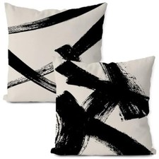 Black and Beige Throw Pillows Cover 18x18 Set of 2 Abstract Modern Boho-7