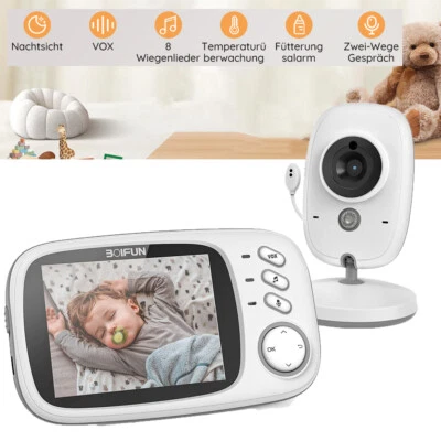 Boifun Babyphone mit Kamera 3,2 Zoll Video Baby Monitor mit VOX Modus Nachtsicht