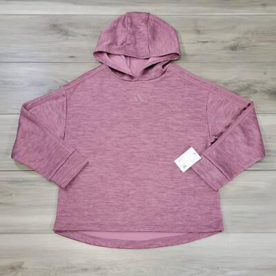 adidas Hoodie Girls' Medium 10/12 Orchid Fusion HTR Fleece New