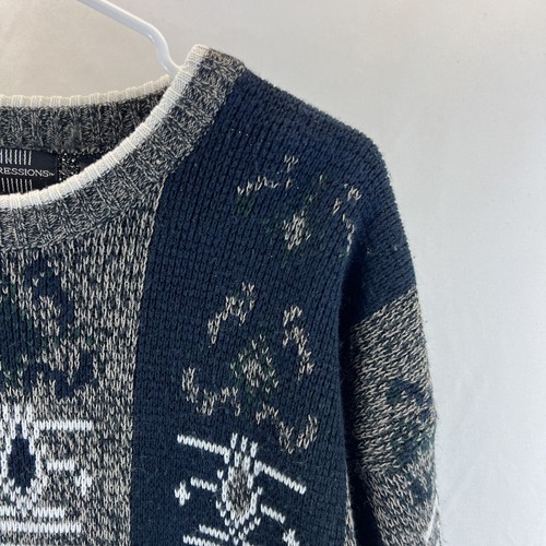 Expressions Vintage Mens Multicolor Patterned Crewneck Long Sleeve Sweater Sz M - Picture 10 of 21
