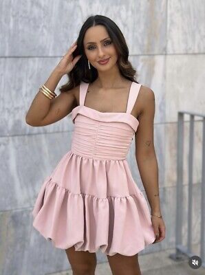 ZARA NWT WOMAN SS24 DRAPED BALLOON MINI DRESS BEIGE-PINK ZARA NWT WOMAN SS24 DRAPED BALLOON MINI DRESS BEIGE-PINK