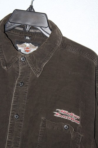 Harley-Davidson Men's Lightweight Brown Button Front Corduroy Shirt Size XL