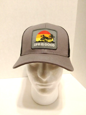 Life is Good A Hard Mesh Back Cap Sunset Landscape Slate Gray One Size 57421