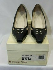 Etienne Aigner Black Viena Fountain Pumps 6.5 Cutout Shoes Heels Box