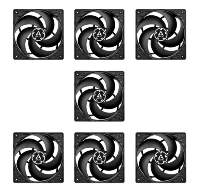 7 x Pack Arctic Cooling P12 120mm PC schwarz Gehäuselüfter 12V 3 Pin