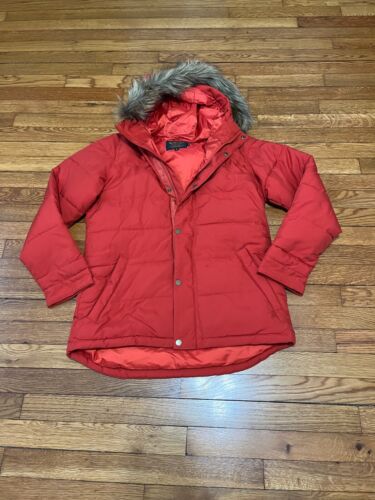 Burton Mens Orange Puffer Jacket Sz Small Orange Insulated Living Lining Hooded - Picture 1 of 6