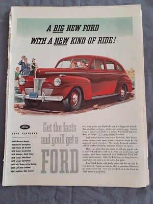 1940 VTG Original Magazine Ad FORD Auto Bid With A New Kind of Ride RED HT