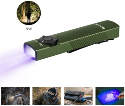 olight arkfeld flat flashlight 1000 lumens Olight Arkfeld UV + White LED Flashlight, 1000 Lumens, OD Green, Neutral  White