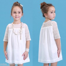 Summer Girls Dress Baby Sundress Top Tunic Beachwear Birthday Gift FREE Headband