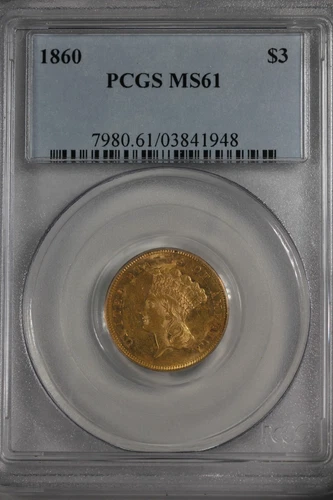 1860-P Three Dollar Gold — photo from the most recent tracked eBay sale