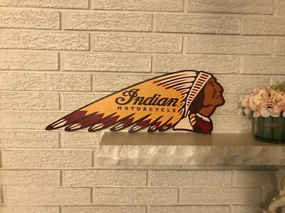 Indian Head Motorcycles Logo schweres Stahlschild neu Hendee Springfield MA 