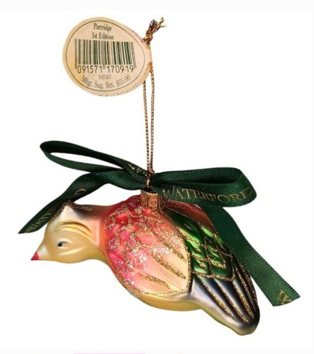 Waterford 1st Edition Partridge Christmas Ornament from Twelve Days of Christmas Collection