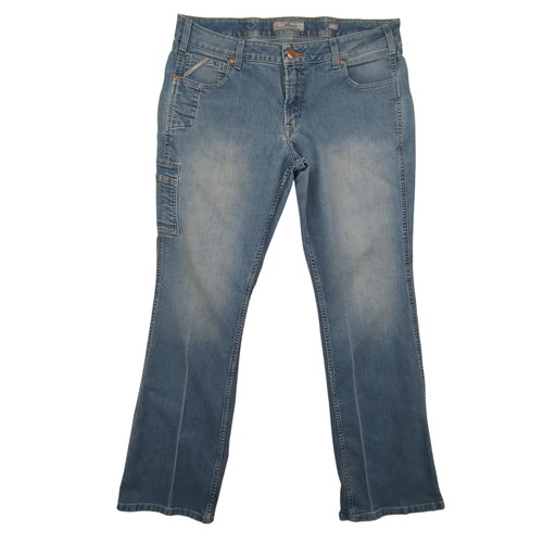 Ariat Jeans Mens 38x34 Rebar Mid Rise Bootcut Blue Denim Distressed Workwear