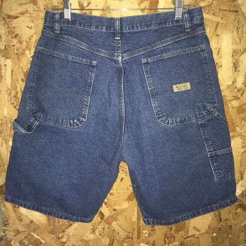 Vintage Wrangler Jean Shorts Men's 33 Blue 10" Inseam Jorts Denim y2k Carpenter - 第 8/14 張圖片