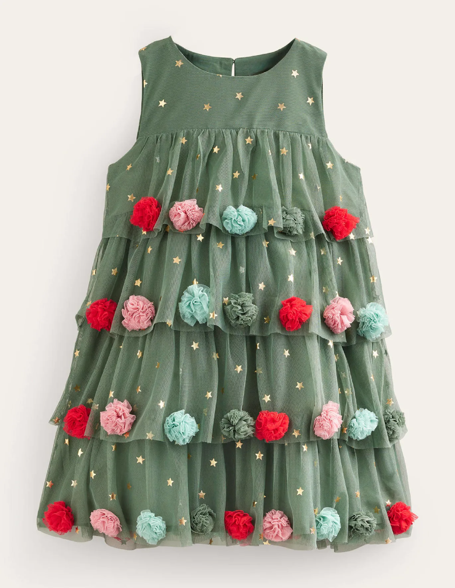 NWT Mini Boden Christmas Tree Tulle Dress