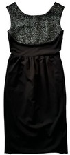 Joe Fresh Dress Womens size 0 Black Sleeveless Sequin Sheath Midi with Pockets