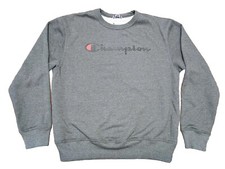 Champion Sweater Mens Charcoal Crewneck Sweatshirt Pullover Spell Out Logo Sz M