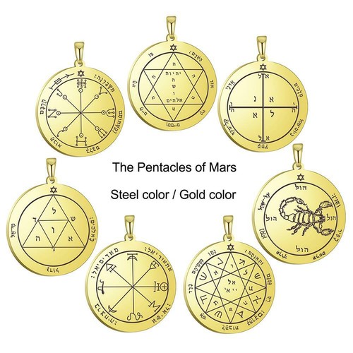 Pentacles Of Mars Jewish Key of Solomon Star of David Scorpion Amulet Necklace - Bild 3 von 34