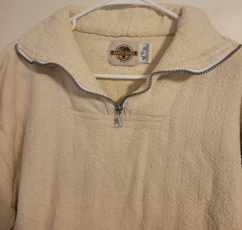 Earth Ragz Baha Jacket XL Off White Heavy Pullover Zipper Cotton Mexico Unisex - Picture 5 of 10